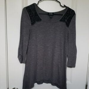 Gray Lace Accent Top